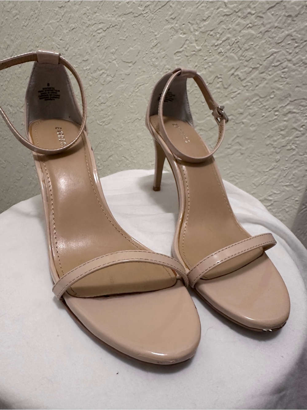 Express Nude Patent Ankle Strap Heels Size 8